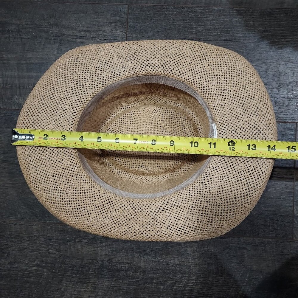 Coastal Cowgirl Hat Belt Sliver Eagle Details Summer Straw Head Diameter Size 22 - Picture 11 of 13
